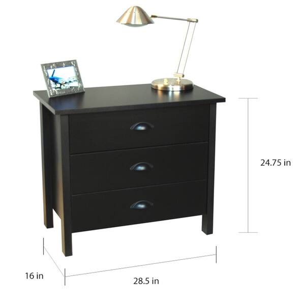 Shop Venture Horizon Black Finish 3 Drawer Chest Free Shipping