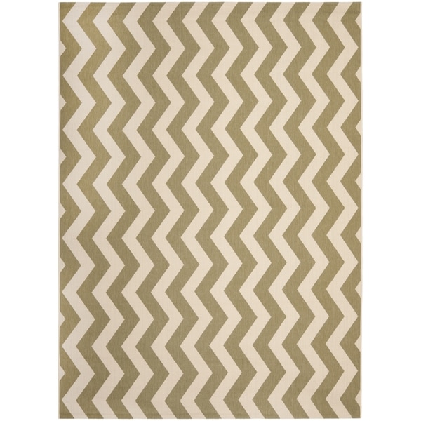 Safavieh Courtyard Zig-Zag Green/ Beige Indoor/ Outdoor Rug