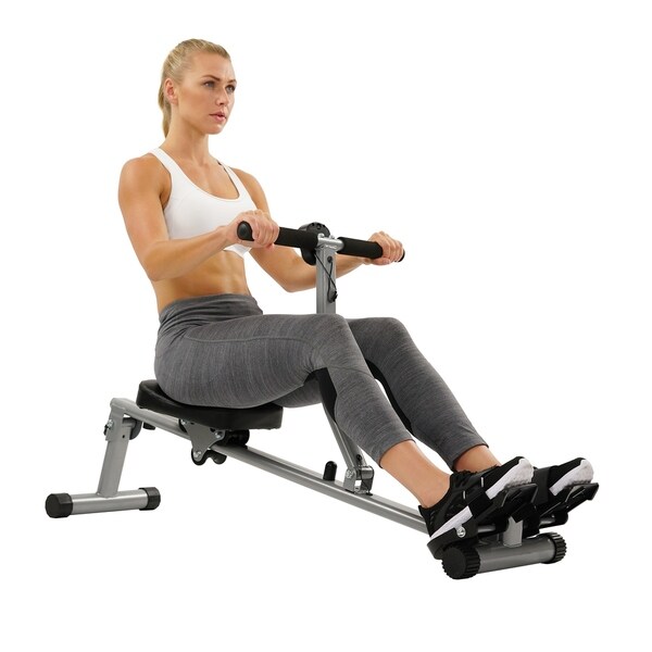 Sunny Health & Fitness SF-RW1205 12 Adjustable Resistance Rowing Machine Rower with Digital Monitor - Silver