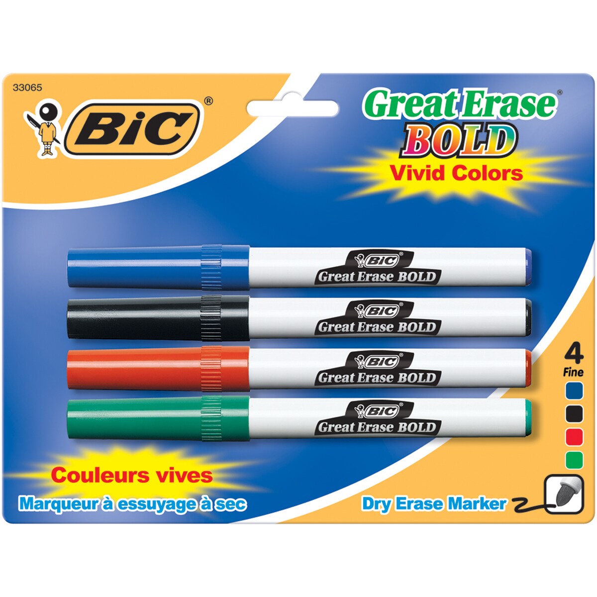Bic Great Erase Bold Fine Point Dry Erase Markers (Pack of Blue