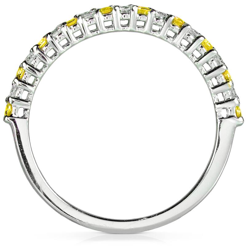 Annello by Kobelli Solid 14k Gold 1/4ct TCW Yellow Sapphire and White Diamond Women's Dainty Band