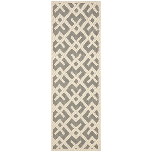 Safavieh Courtyard Contemporary Grey/ Bone Indoor/ Outdoor Rug (2'2 x 12') - 2'2 x 12'