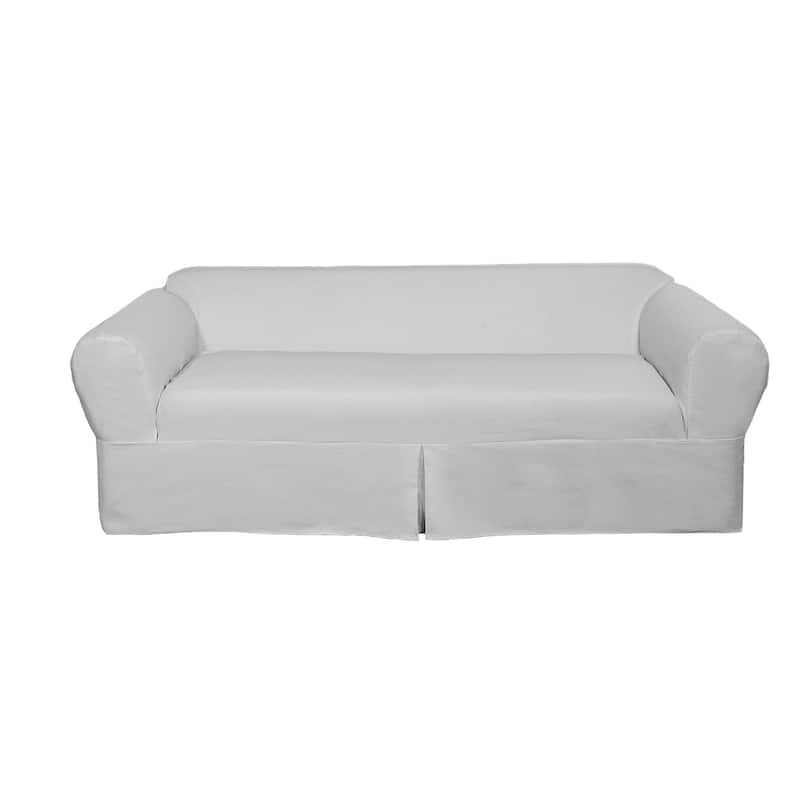 Classic 2-piece Cotton Twill Loveseat Slipcover - White