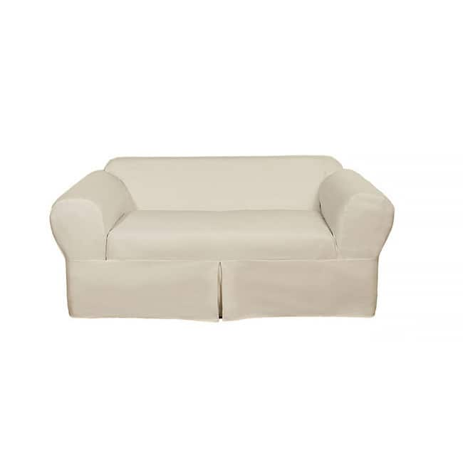 Classic 2-piece Cotton Twill Loveseat Slipcover - Natural