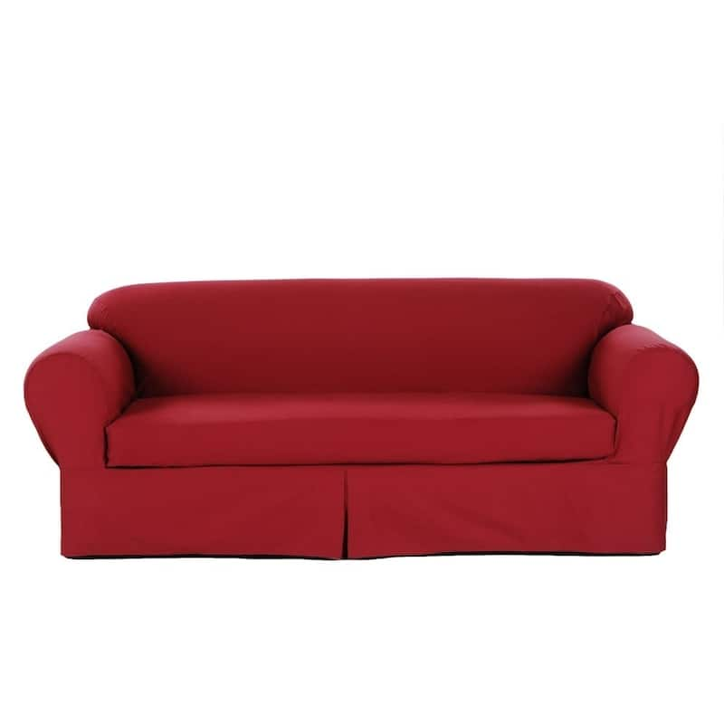 Classic 2-piece Cotton Twill Loveseat Slipcover - Red