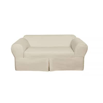 Classic 2-piece Cotton Twill Loveseat Slipcover