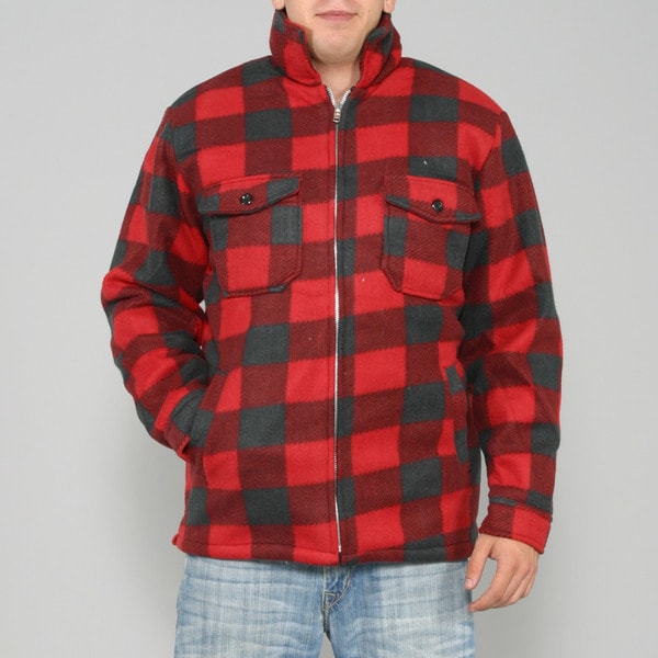 Maxxsel Men's Red/ Black Buffalo Plaid Flannel Jacket - 14820820 ...