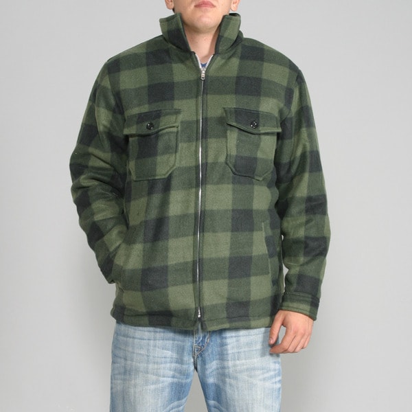 Maxxsel Men's Green Buffalo Plaid Flannel Jacket Free Shipping Today