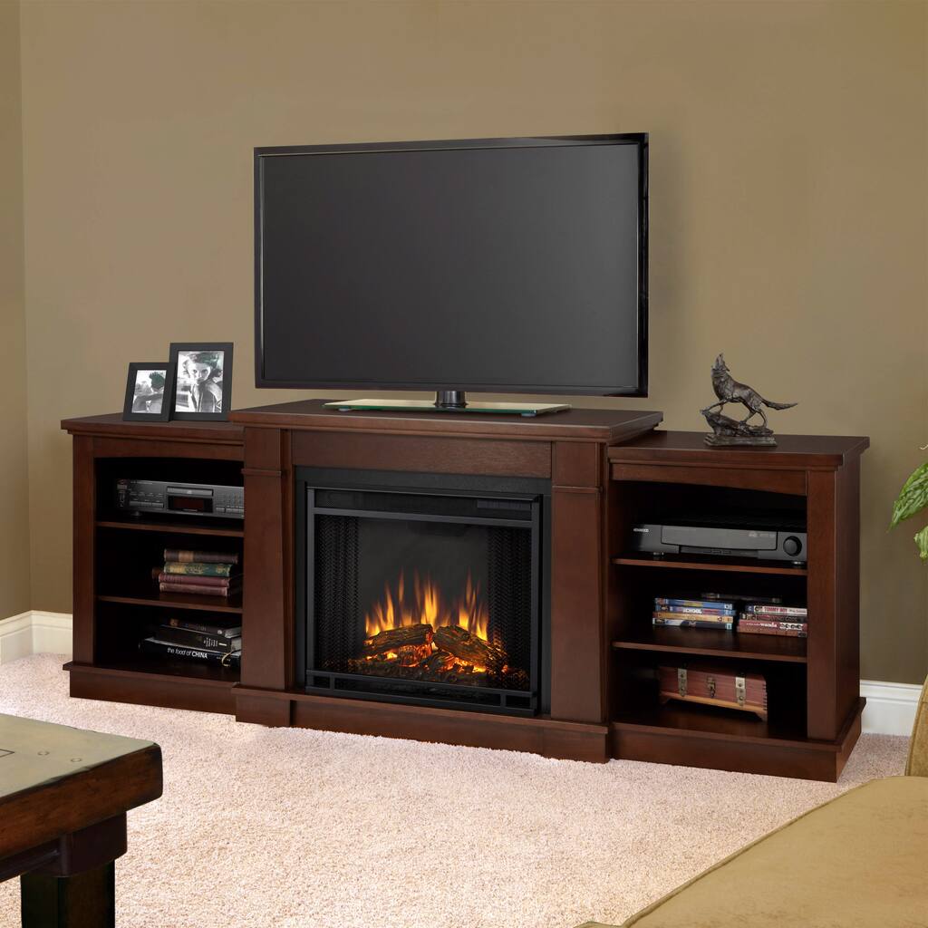 Real Flame Hawthorne Dark Espresso Entertainment Center Electric 74.9-inch Fireplace
