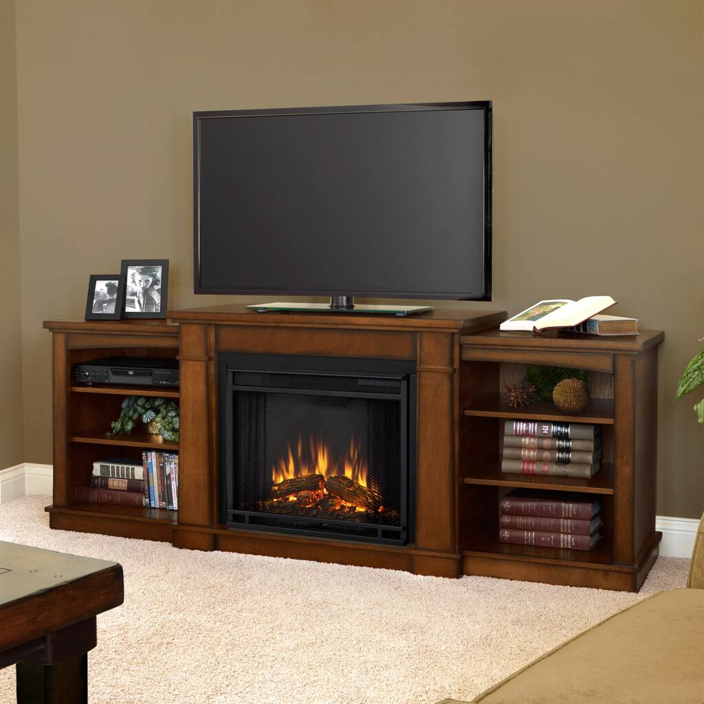 Real Flame Hawthorne Burnished Oak Entertainment Electric 74.9-inch Fireplace