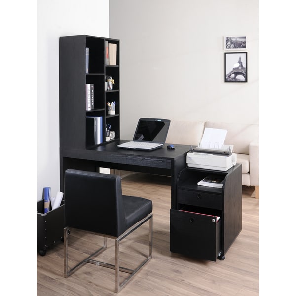 Furniture of America Zayo Black Finish Office Desk with 