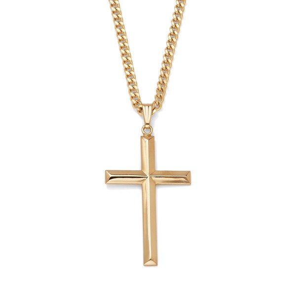 PalmBeach Cross Pendant Gold-Filled and Gold Ion-Plated Chain 24 ...
