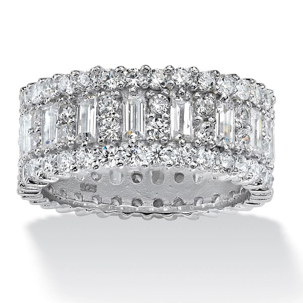 PalmBeach 4.80 TCW Baguette Cubic Zirconia Eternity Band in Platinum