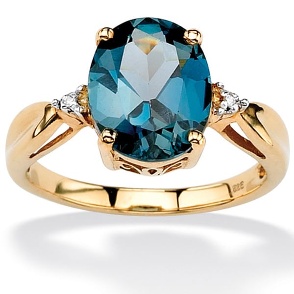 4.50 TCW Genuine London Blue Topaz & Diamond Accent Ring in 18k Gold