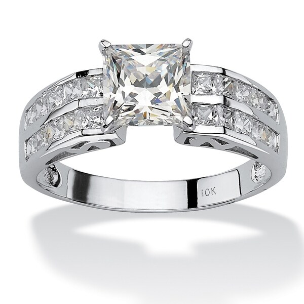 Shop 10K White Gold Cubic Zirconia Engagement Ring Free Shipping