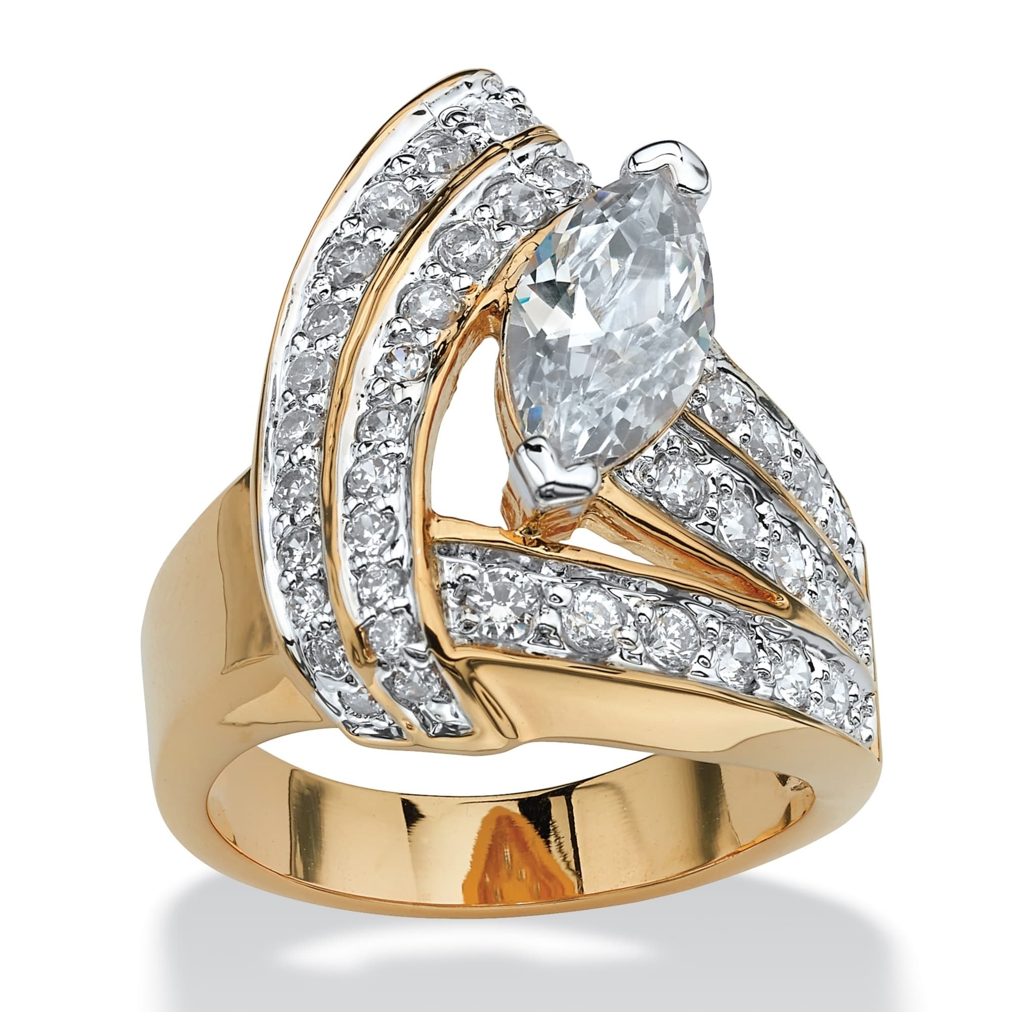Ultimate CZ 14k Gold plated 3ct Cubic Zirconia Wrap Ring MSRP $93.00