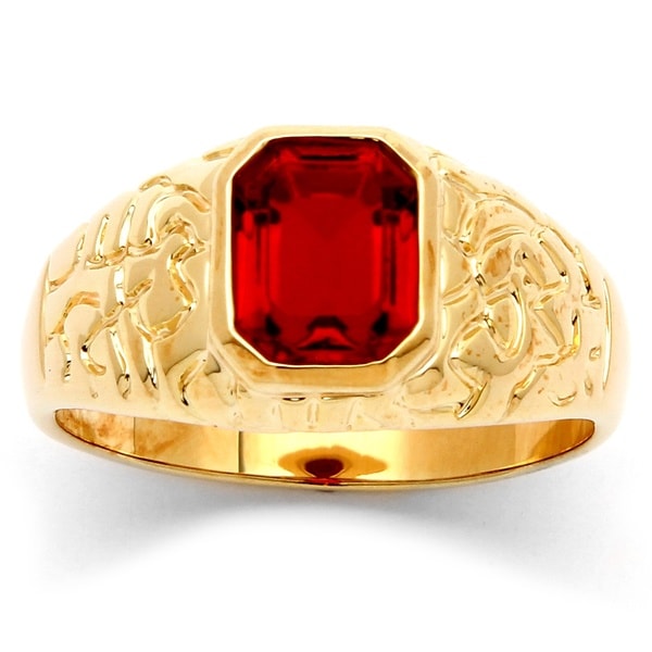 PalmBeach Men's Simulated Ruby Nugget-Style Ring in 14k Gold-Plated ...
