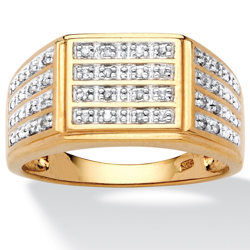 Palm Beach Jewelry 14K Yellow Gold-Plated Genuine Diamond Accent Multi Row Anniversary Ring