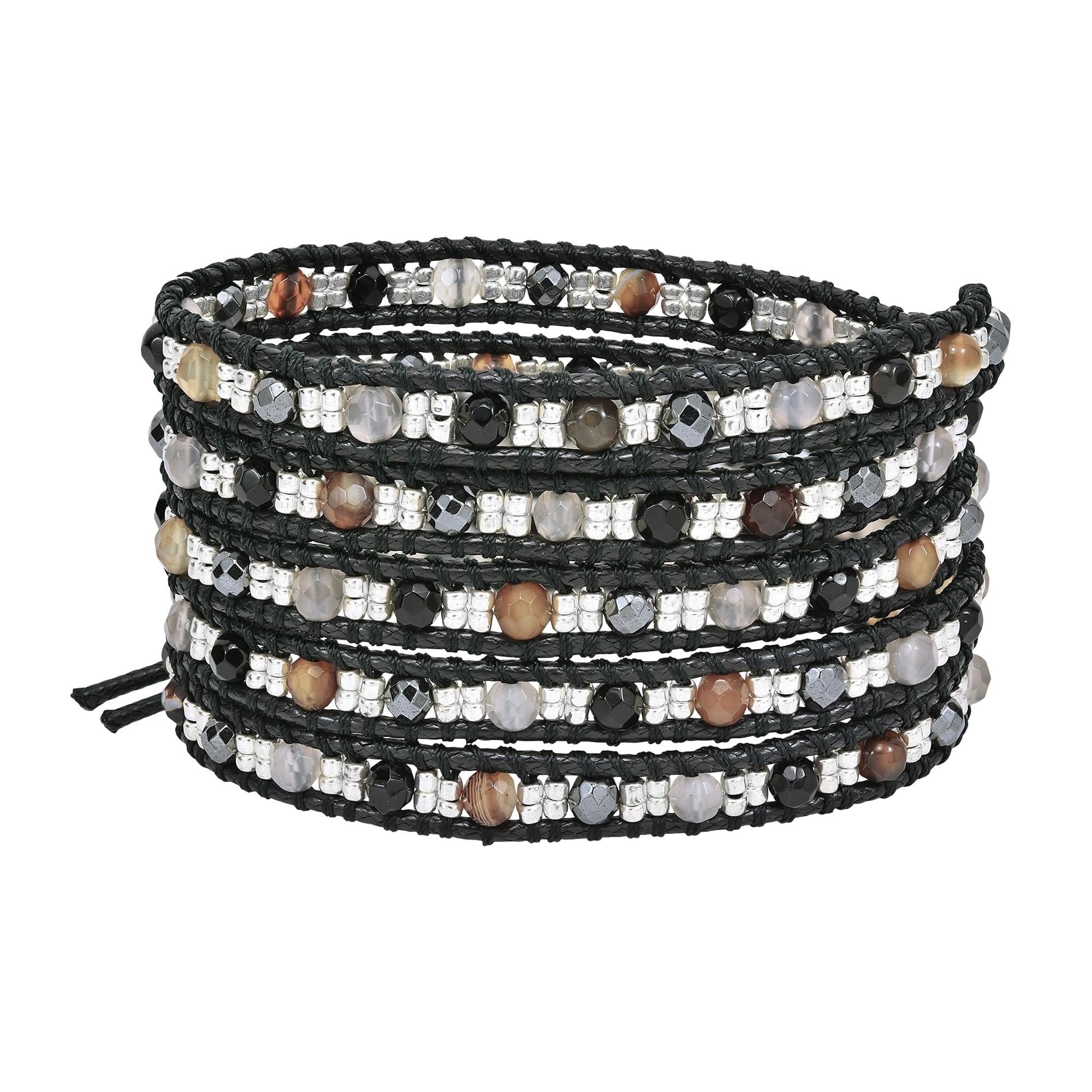 Tribal Fashion Faceted Mix Stones Five Wrap Bracelet (Thailand) Today