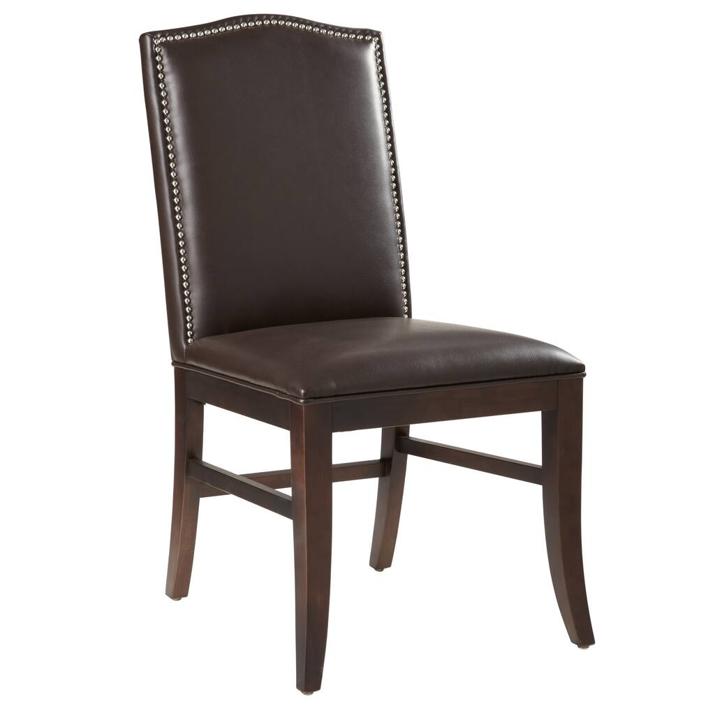Sunpan Leather Dining Chair-Brown Leg (Set of 2)
