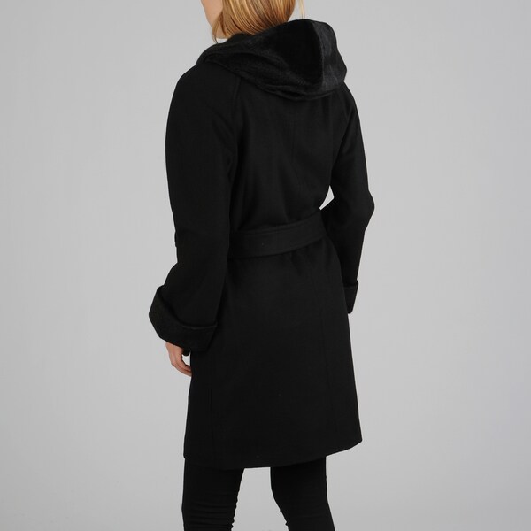 womens hooded wrap coat