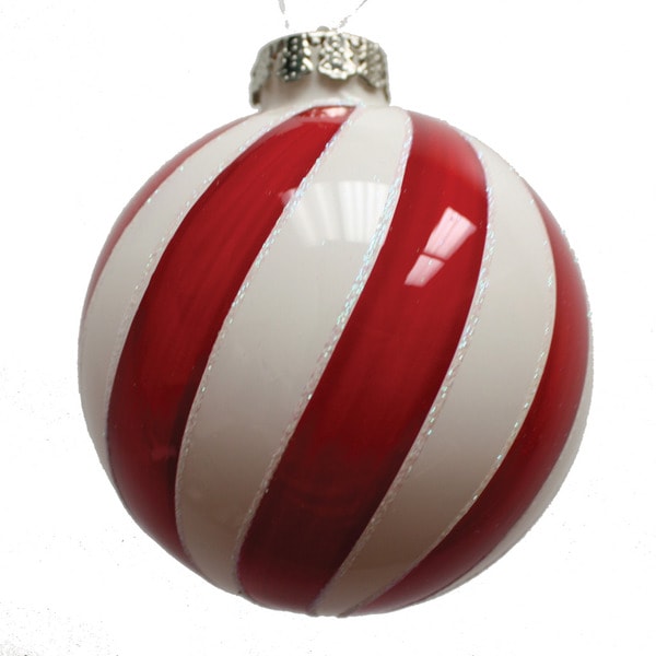Red White Glass Ornament