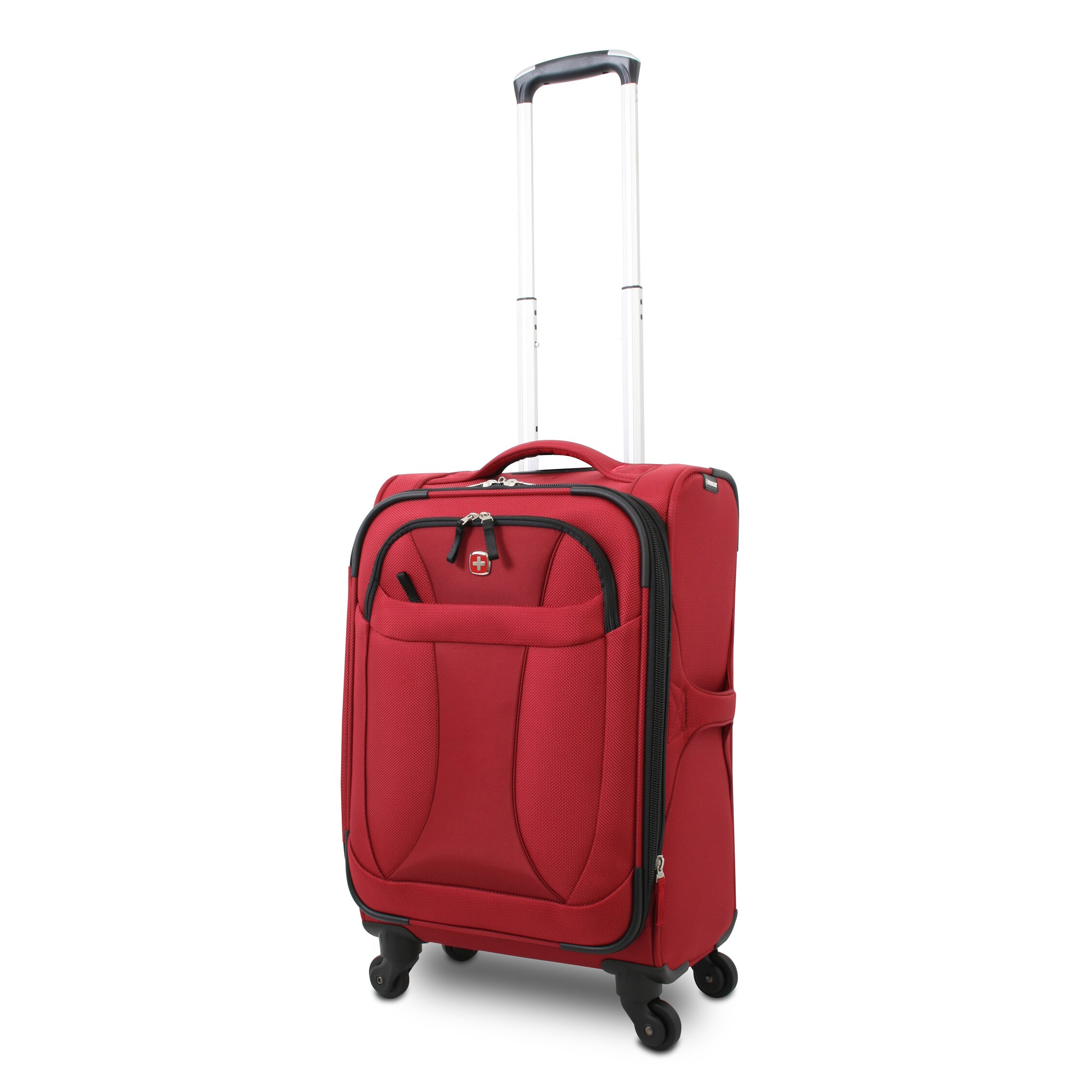 red lightweight suitcase