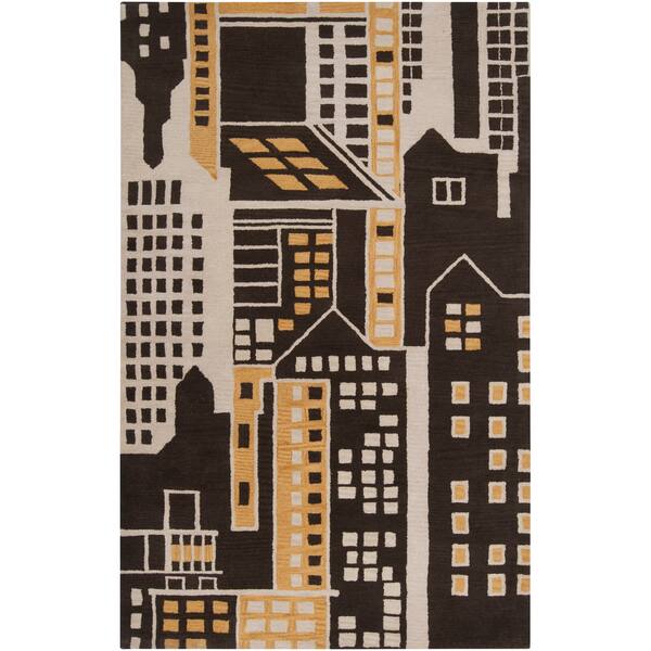 Handtufted Du Novelty Cityscape Wool Rug Overstock 7378625