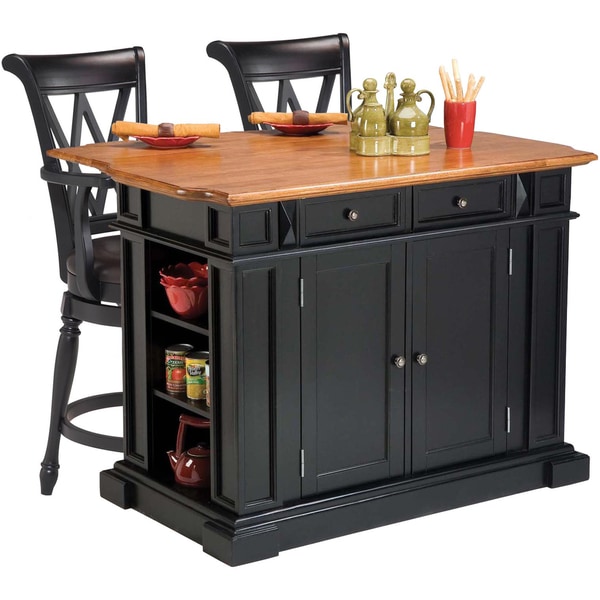 Copper Grove Savona Black/ Oak Kitchen Island and Two ...