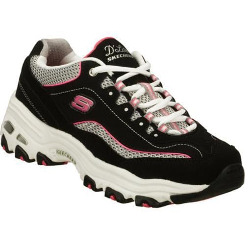 black and pink sketchers