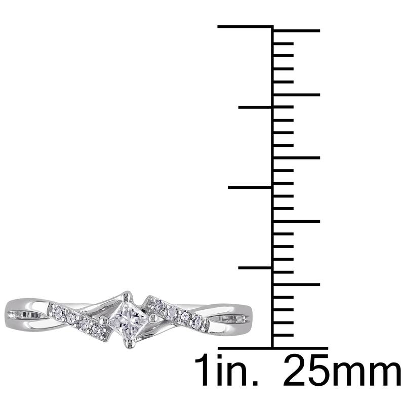 Miadora 10k White Gold 1/10ct TDW Princess-Cut Overlapping Diamond Promise Ring