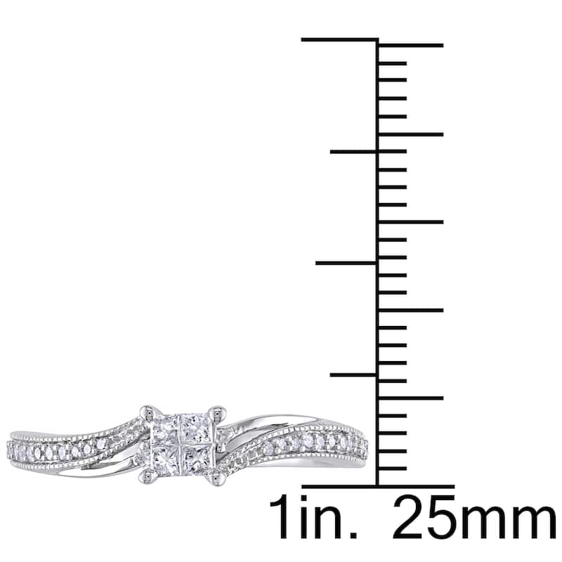 Miadora 10k White Gold 1/5ct TDW Diamond Ring