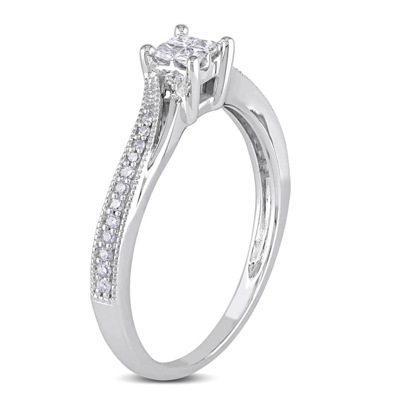 Miadora 10k White Gold 1/5ct TDW Diamond Ring