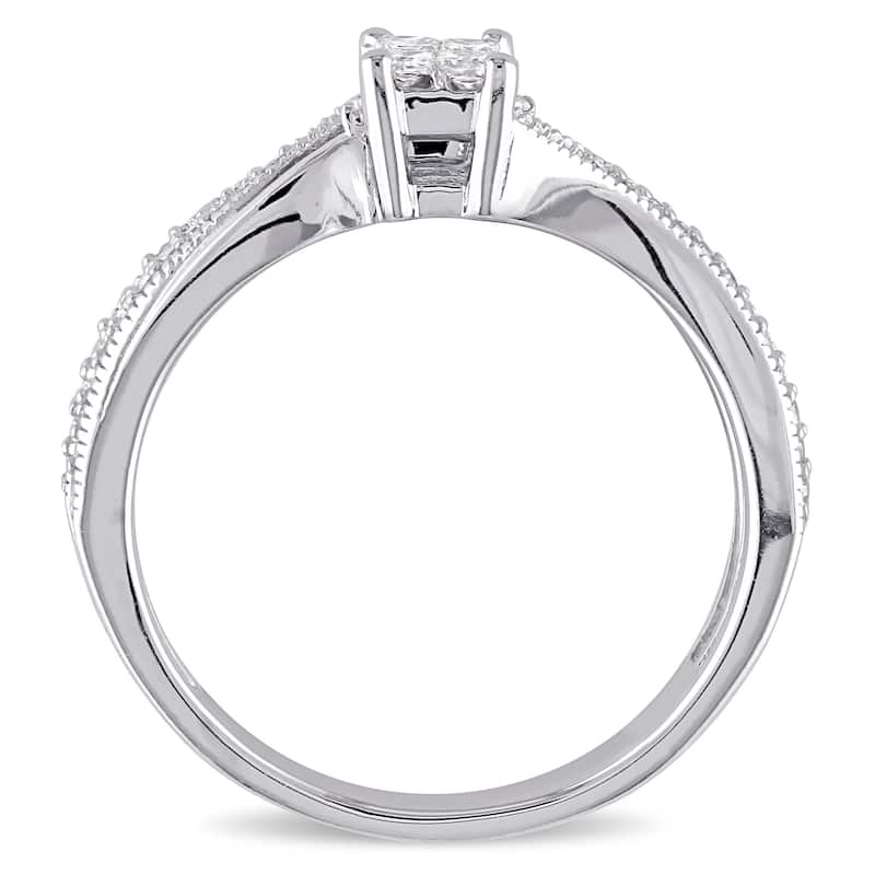Miadora 10k White Gold 1/5ct TDW Diamond Ring