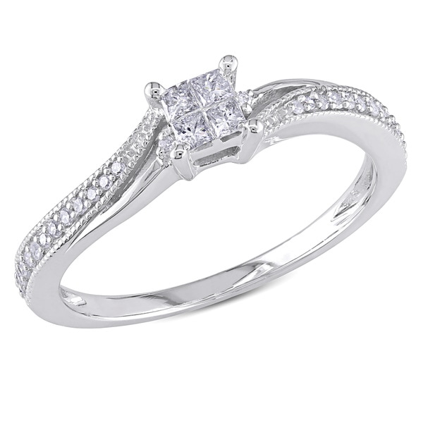 Shop Miadora 10k White Gold 1/5ct TDW Diamond Ring - Free Shipping ...