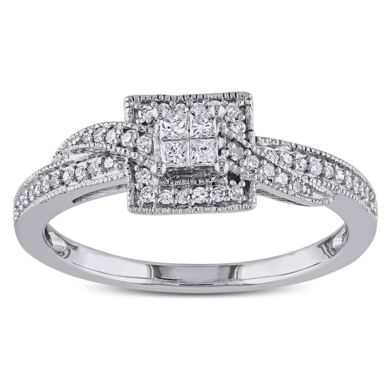 Miadora 10k White Gold 1/4ct TDW Princess-cut Diamond Ring