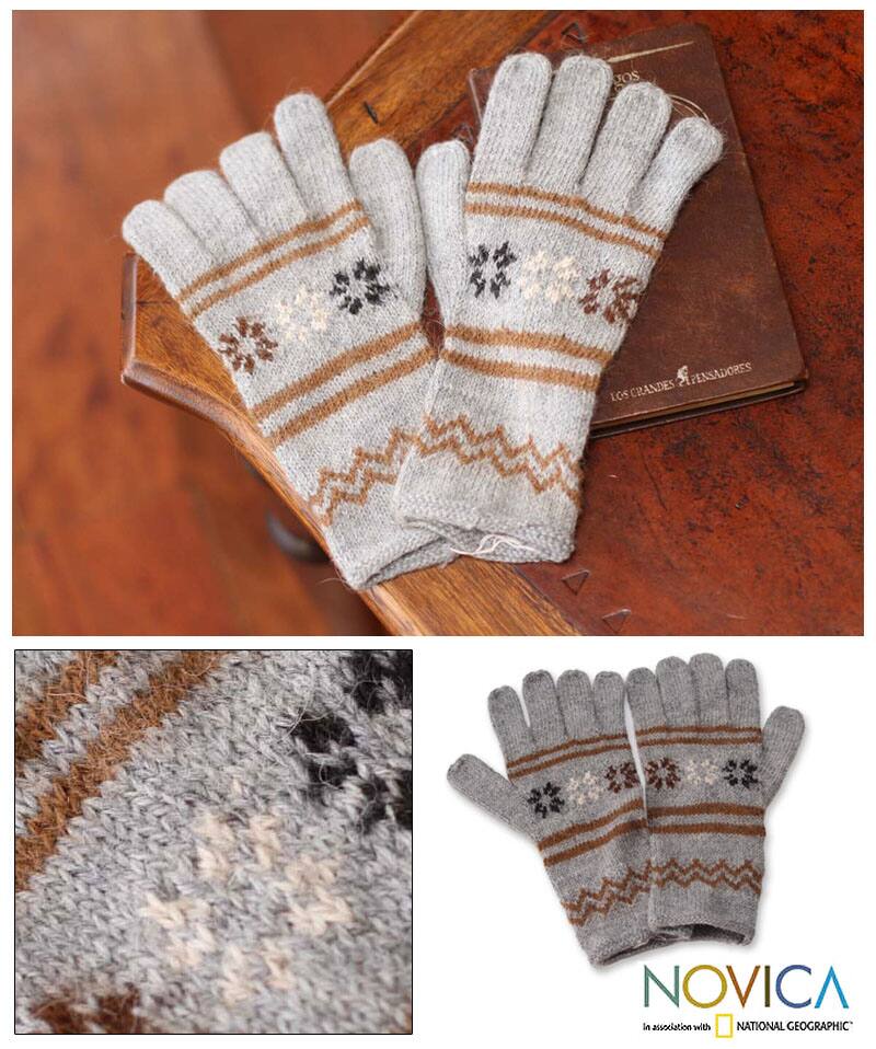 Handmade Alpaca Blend 'Misty Clouds' Gloves (Peru)