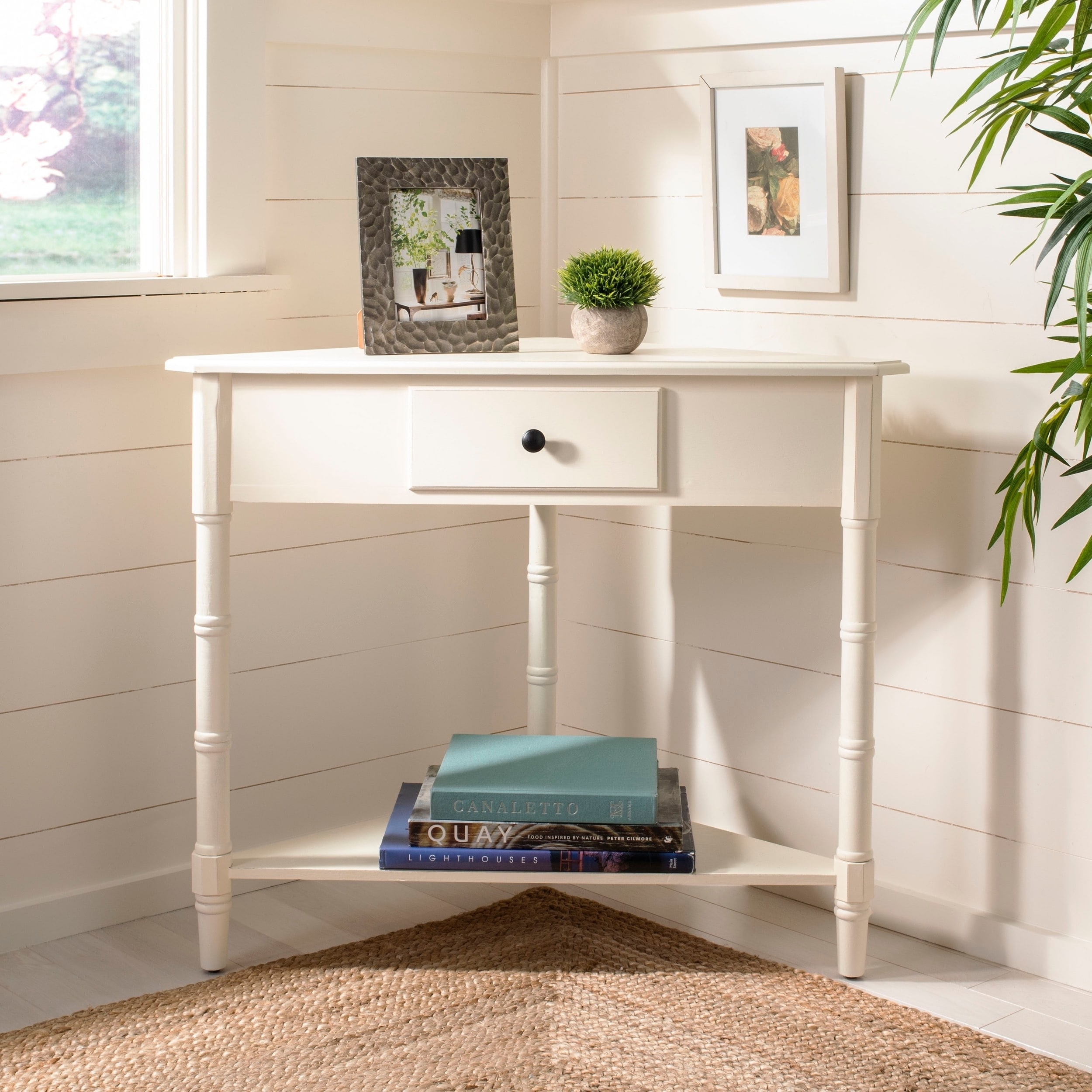 Shop Safavieh Gomez Cream 1 Drawer Corner Table On Sale Free