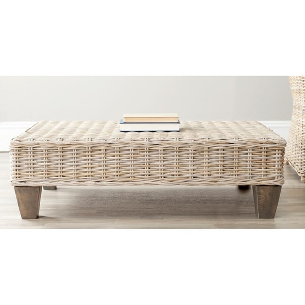 Safavieh Leary Washed Natural Wicker Bench - 40.6" x 27.6" x 12.2"