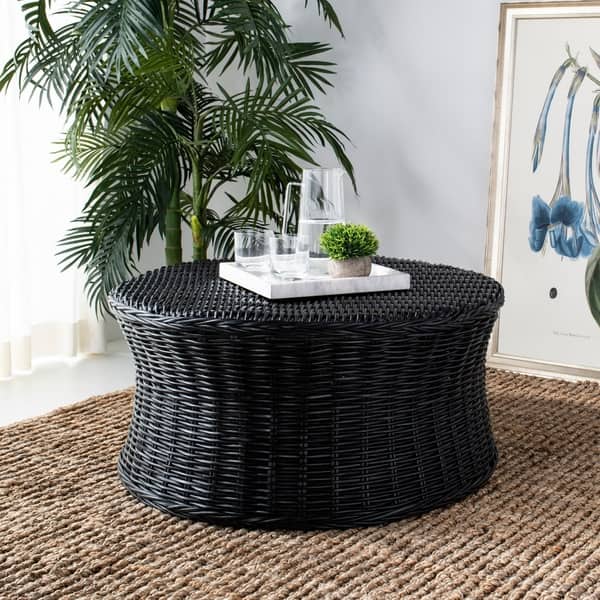 Safavieh Ruxton Storage Black Wicker Coffee Table Safavieh Ruxton Storage Black Wicker Coffee Table