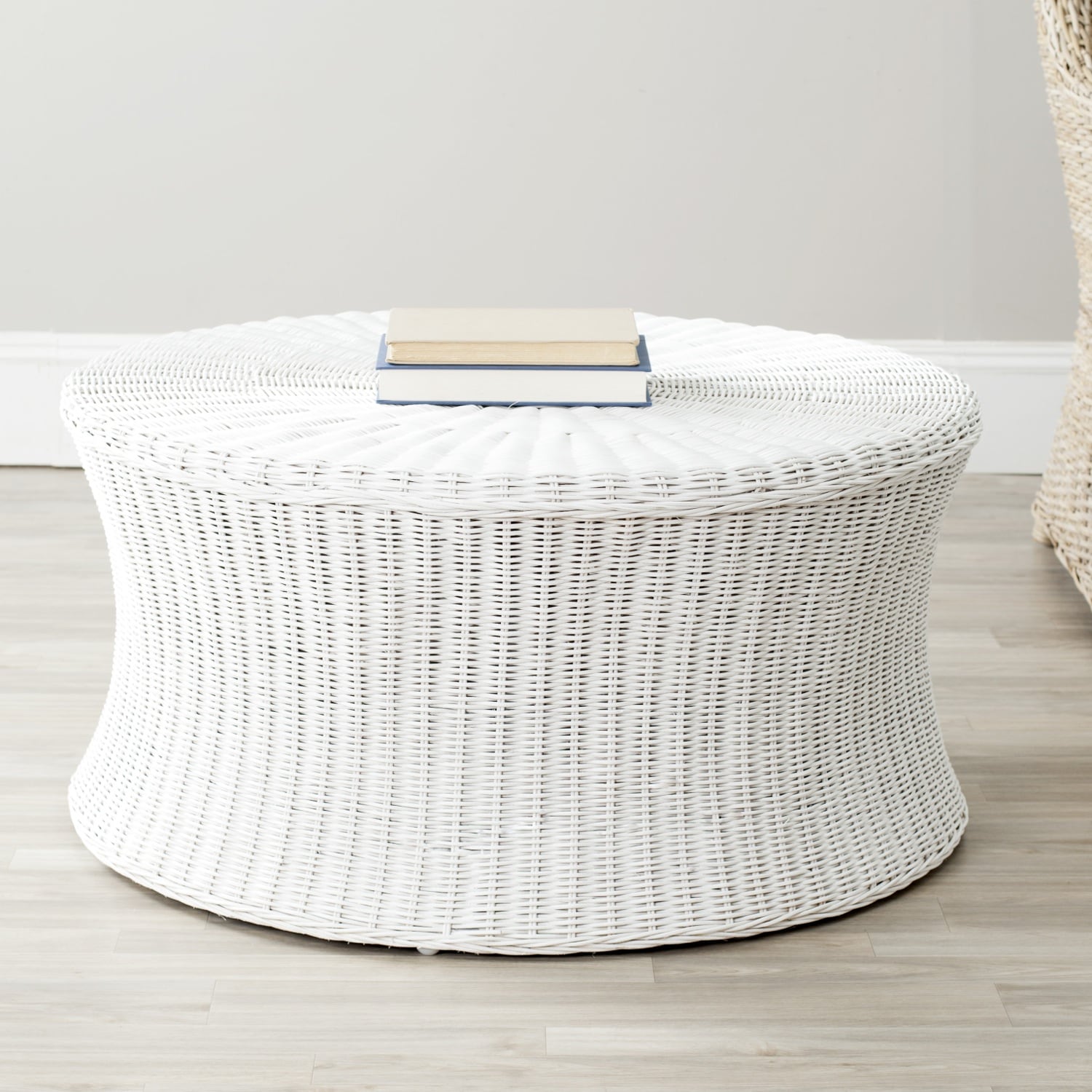 Safavieh Ruxton White Wicker Ottoman Today $180.99 Sale $162.89 Save