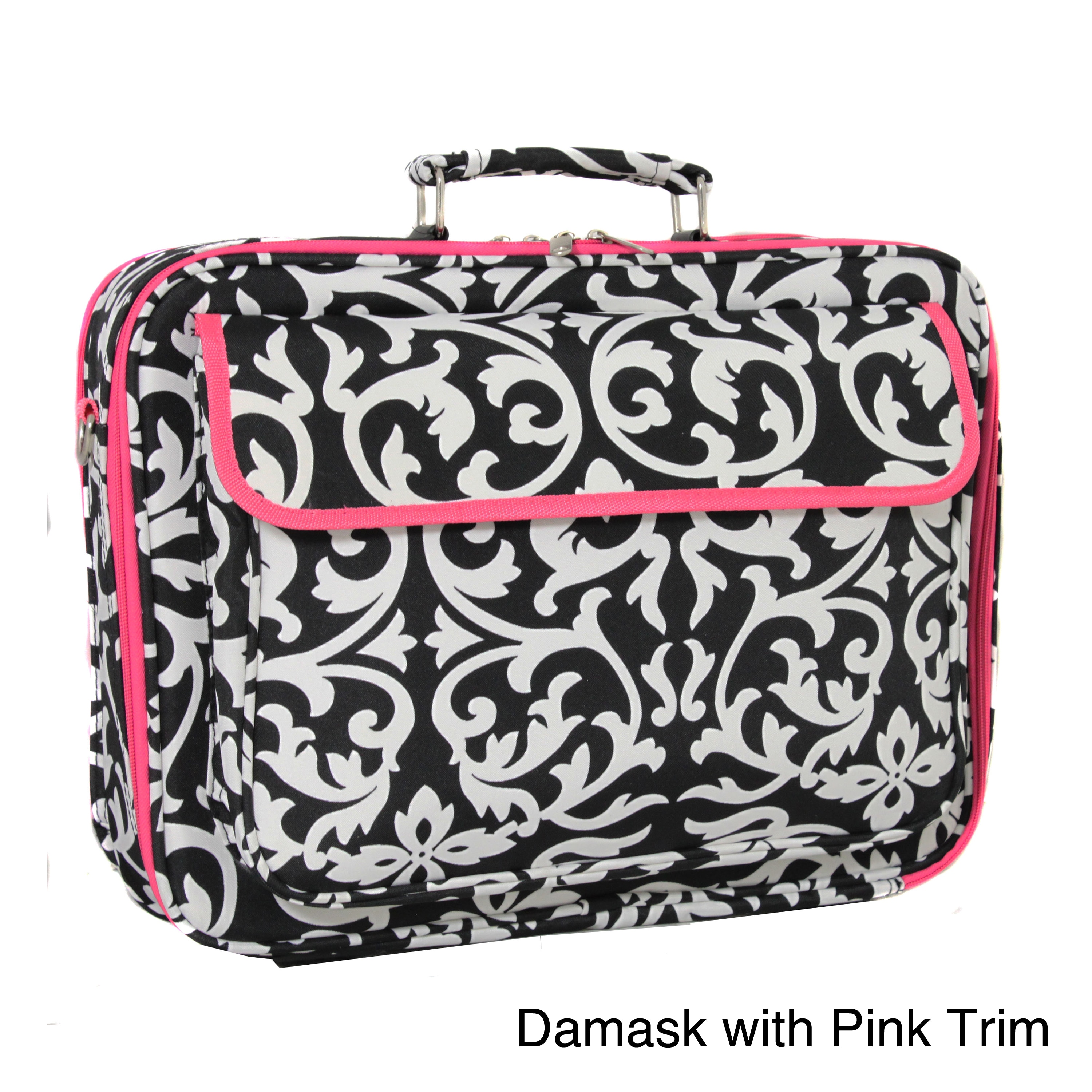 World Traveler 17 inch Black And White Designer Prints Laptop Computer Case (Damask and houndstooth print on black and white colors with colorful trimsWeight 5 poundsCompartments 2Spacious top zip main compartment fully padded, ideal for laptopsAccessor