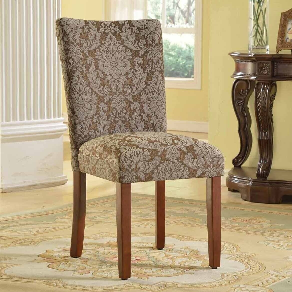 blue damask dining chair