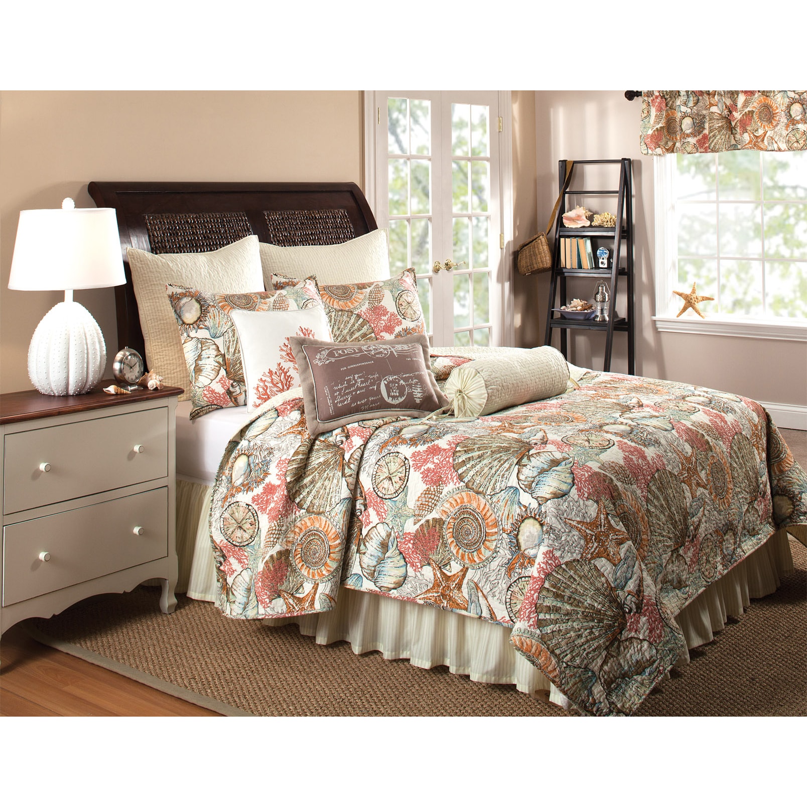 Brushed Ashore 3 piece Quilt Set And Bedskirt, Euro Sham Separates