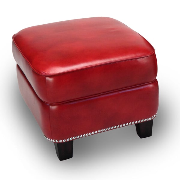 Madrid Leather Storage Ottoman in Art Red Free Shipping Today