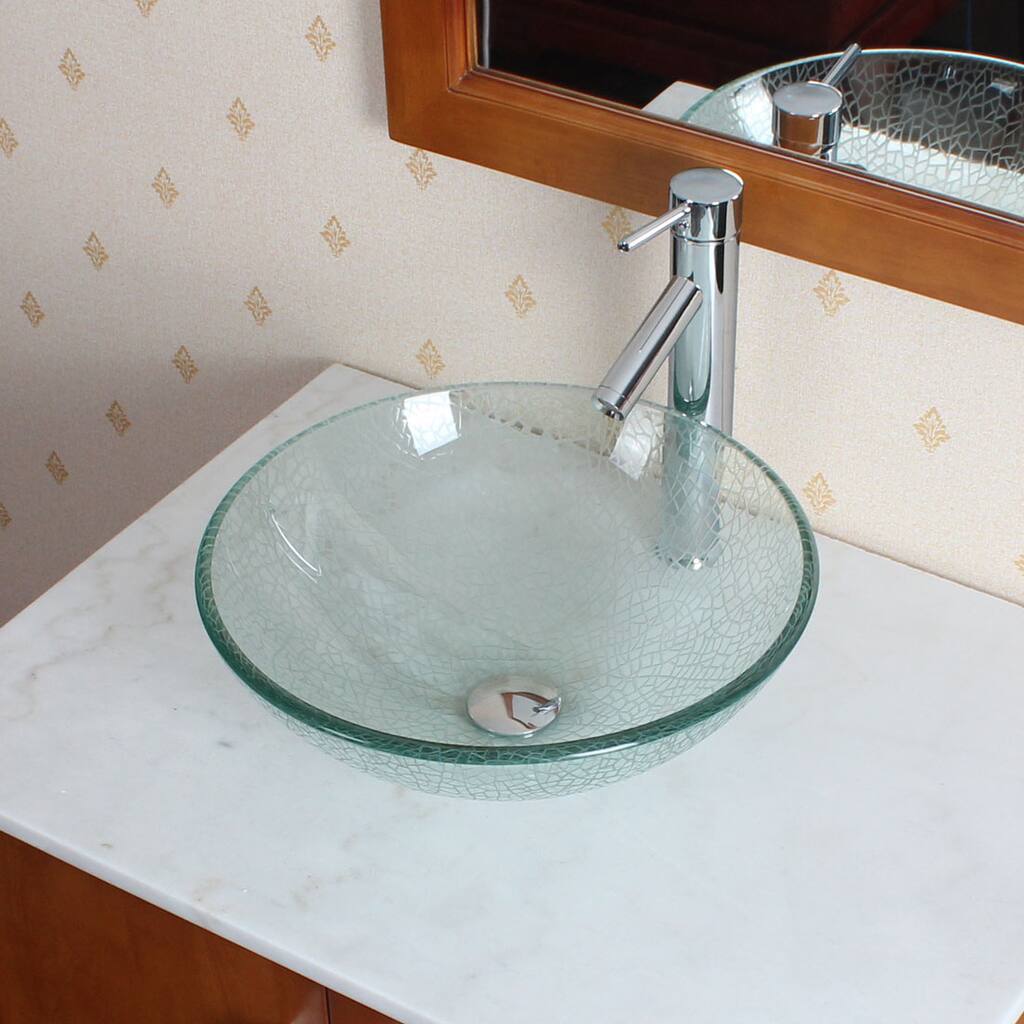 CAE Clear Bathroom Sink with a Chrome Faucet