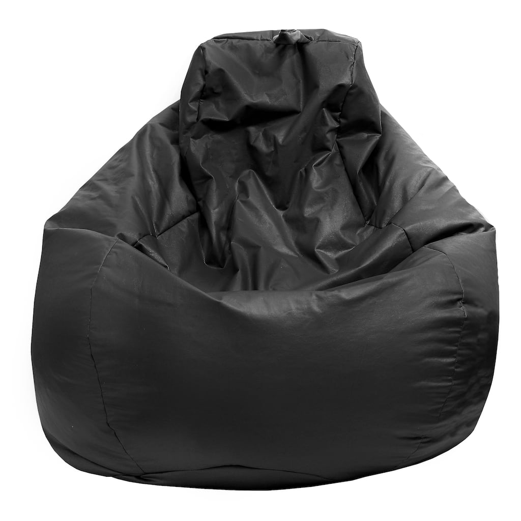 Gold Medal Black Leather Look Large Tear Drop Bean Bag