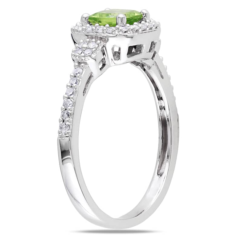Miadora 10k White Gold Peridot and 1/5ct TDW Diamond Ring (G-H, I1-I2)