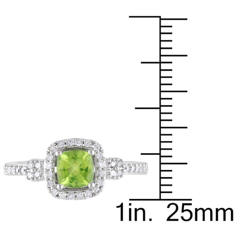 Miadora 10k White Gold Peridot and 1/5ct TDW Diamond Ring (G-H, I1-I2)
