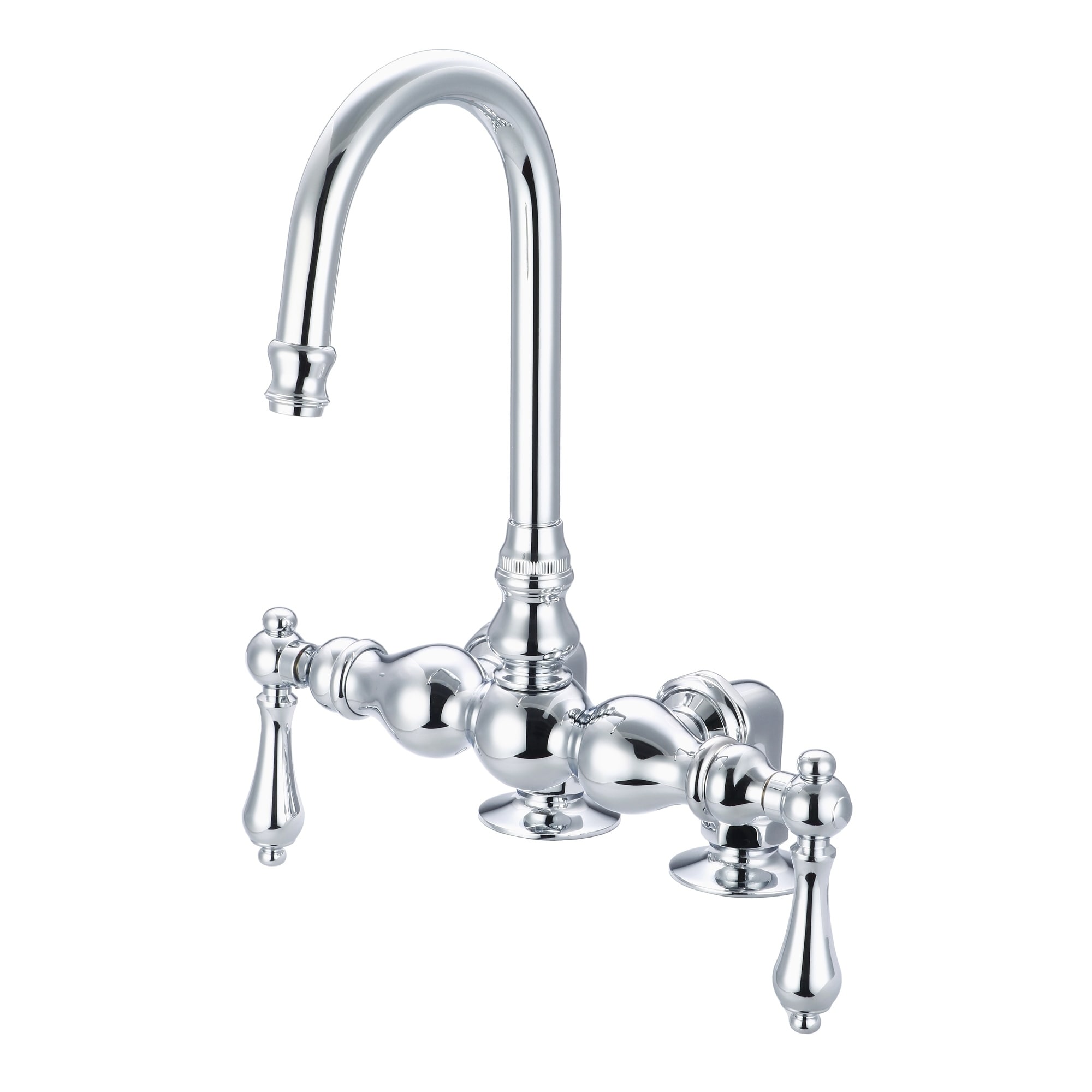 Water Creation F6 0016 01 Vintage Classic 3/8 inch Center Deck Mount Tub Faucet With Gooseneck Spout And 2 inch Risers (Solid brassHandles included YesNumber of handles 2Installation type Deck mountDeck to aerator height 8 inchesValve type Ceramic di